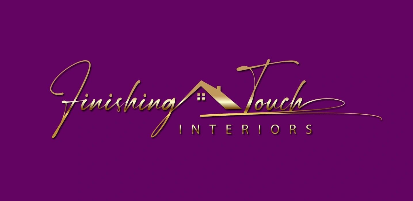 A logo of a painting studio with the words " finishing touch interiors ".