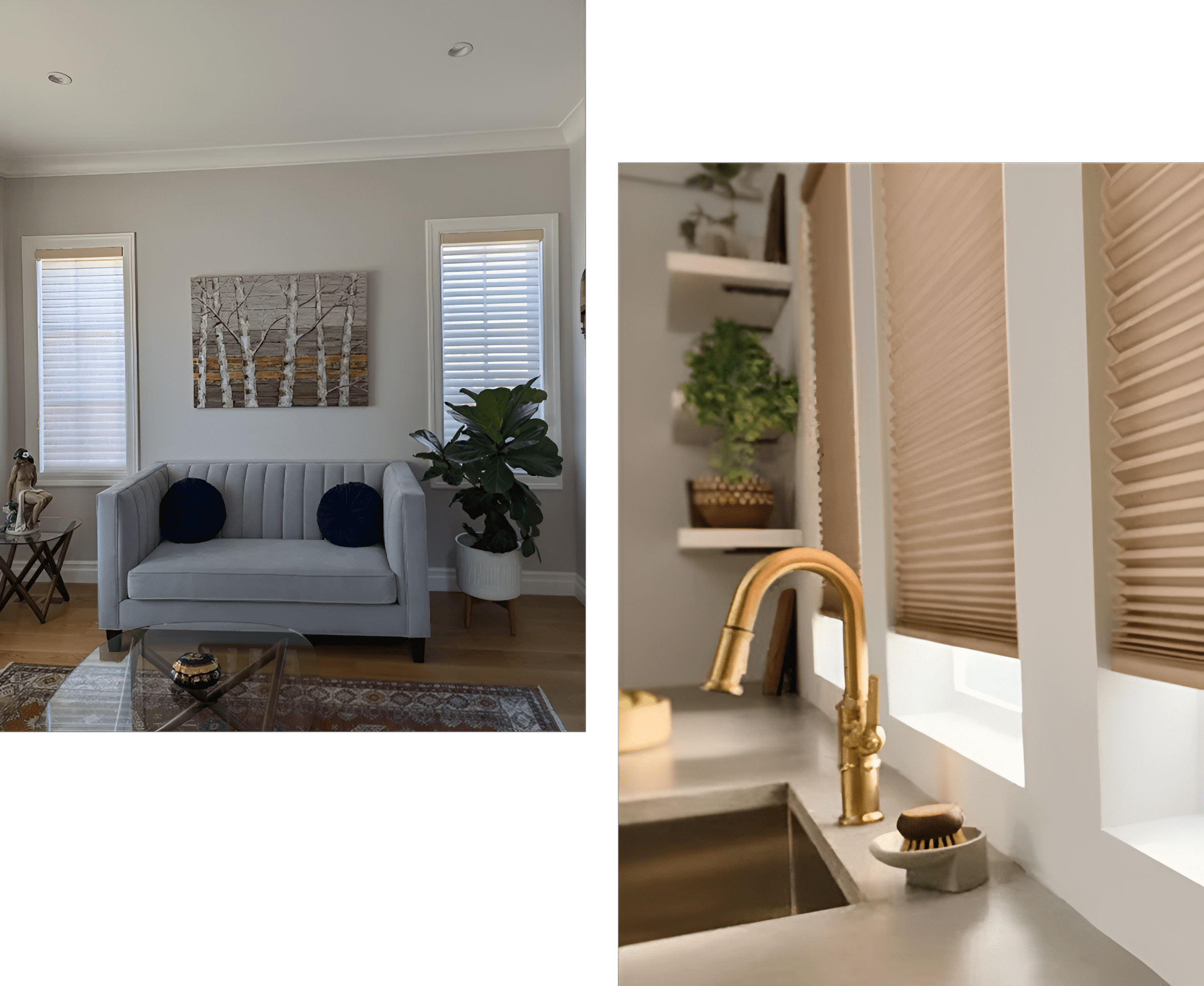 A living room and kitchen with green walls